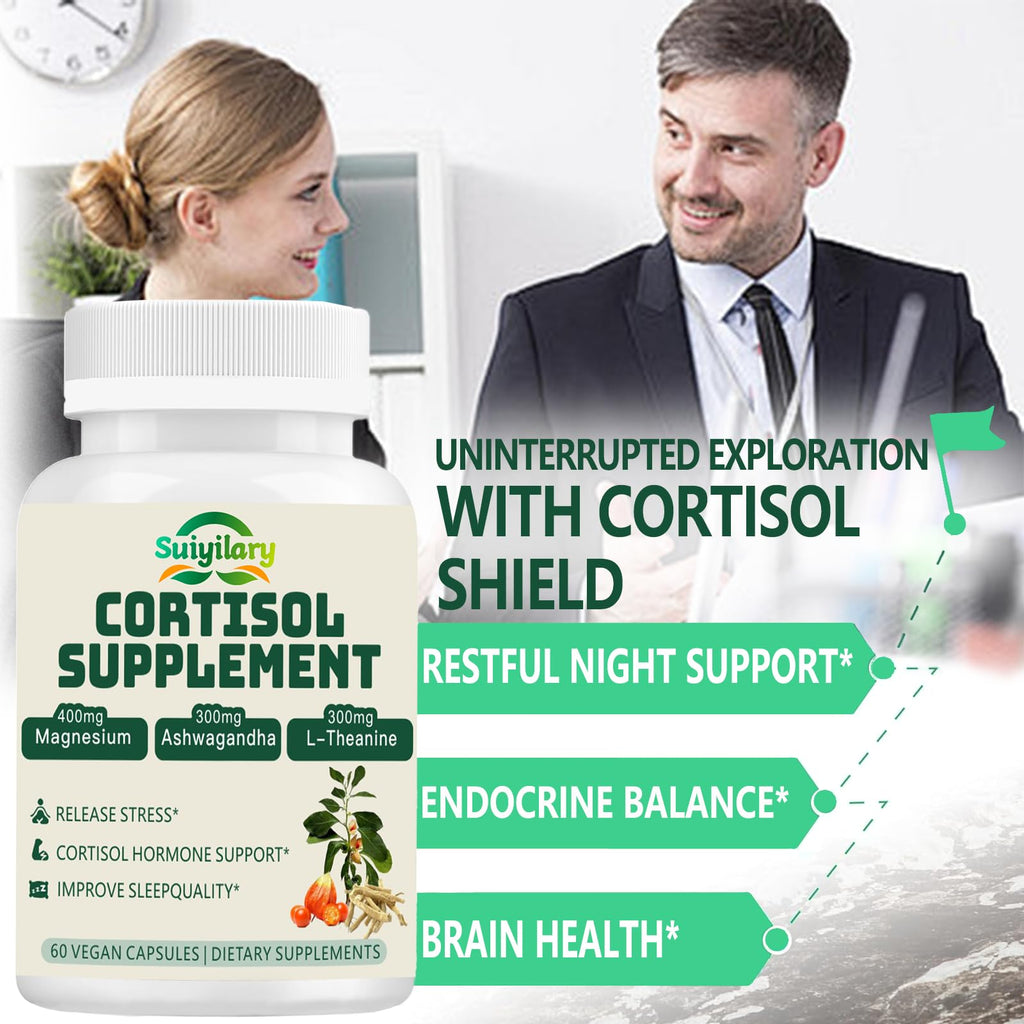 Suiyilary Cortisol Supplement for Women & Men – Hormone Balance, Mood & Sleep Support, 60 Vegan Capsules