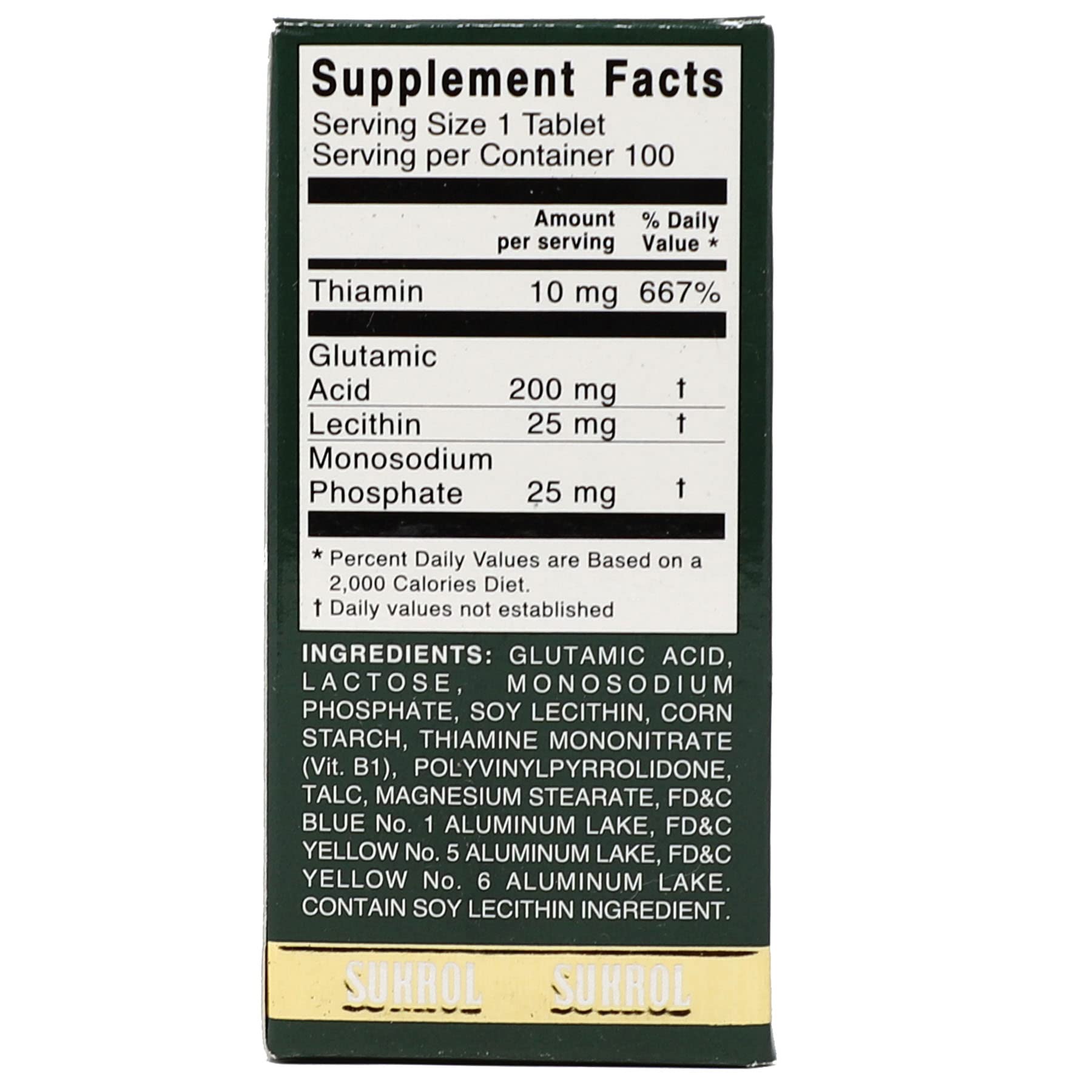 SUKROL Vitamin - Improve Healthy Brain Function | 100 Tablets