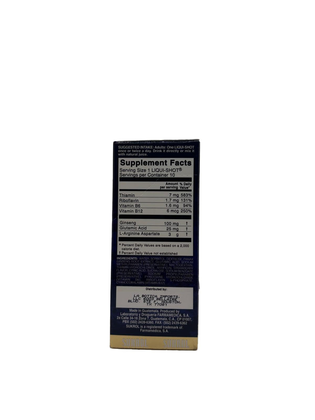 Sukrol VIGOR LIQUI-SHOT Arginine & Ginseng 10 Fl Oz (Pack of 1)
