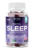 SUKU Restful Sleep Gummies – 3 mg Melatonin, L-Theanine & GABA | Vegan, Sugar-Free Sleep Support – BlackBerry-Hibiscus Flavor, Non-GMO, Gluten-Free – 50 Count