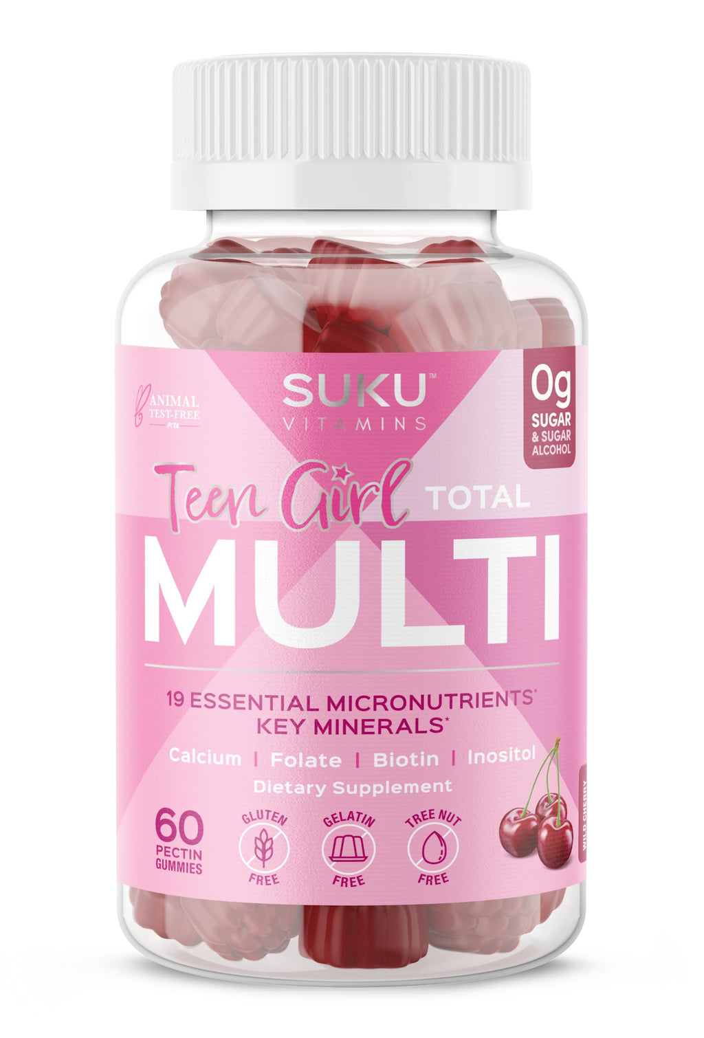 SUKU Teen Girl Multivitamin Gummies - Vitamins A, B12, C, D3, E, Biotin & Zinc