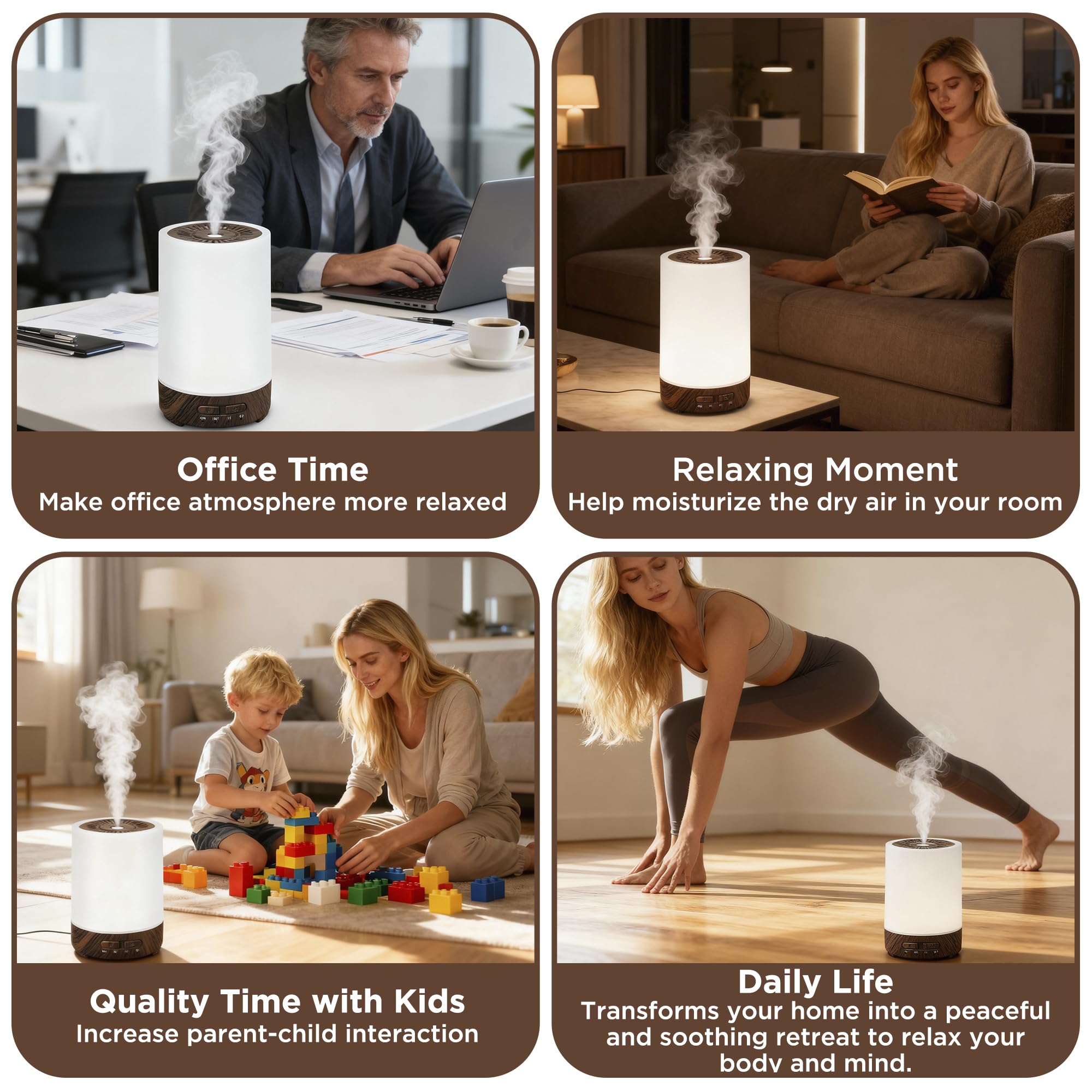 SUMAMAVIA Essential Oil Diffuser 150ML – 3-in-1 Portable Humidifier, 7-Color LED