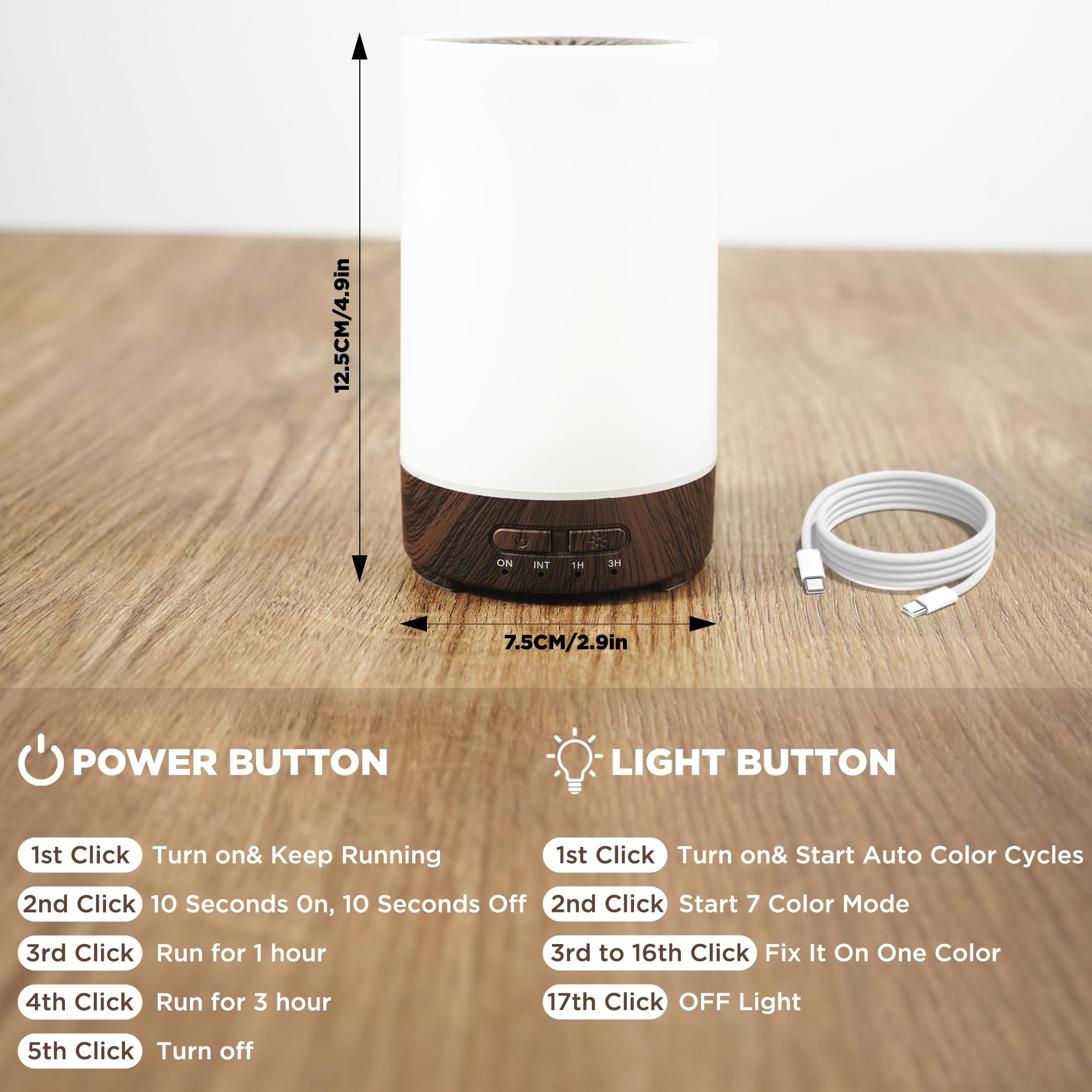 SUMAMAVIA Essential Oil Diffuser 150ML – 3-in-1 Portable Humidifier, 7-Color LED