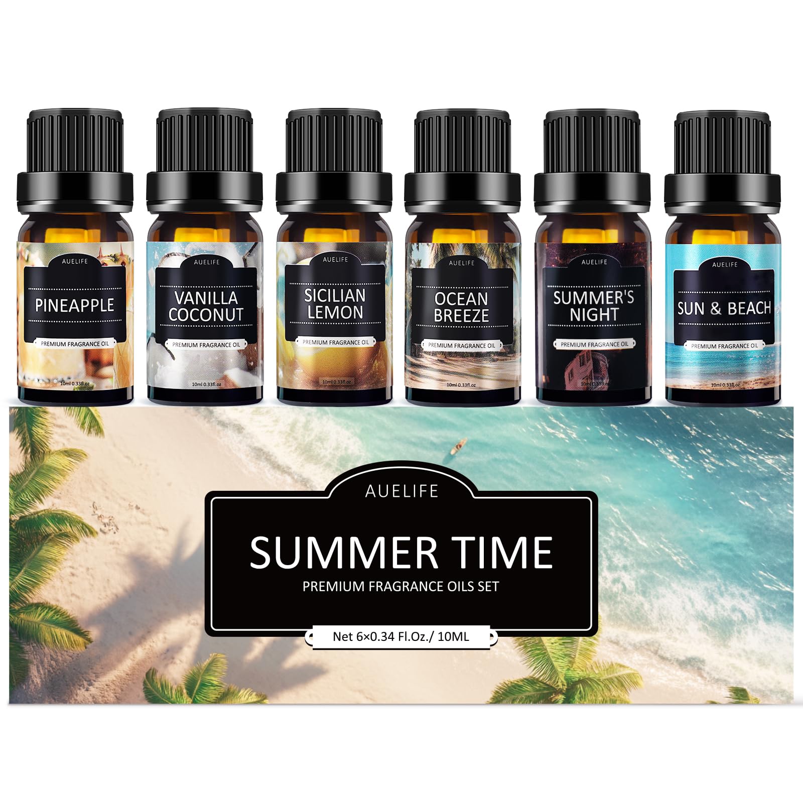 Summer Essential Oils Set — 6 Tropical Blends for Diffusers & Candles