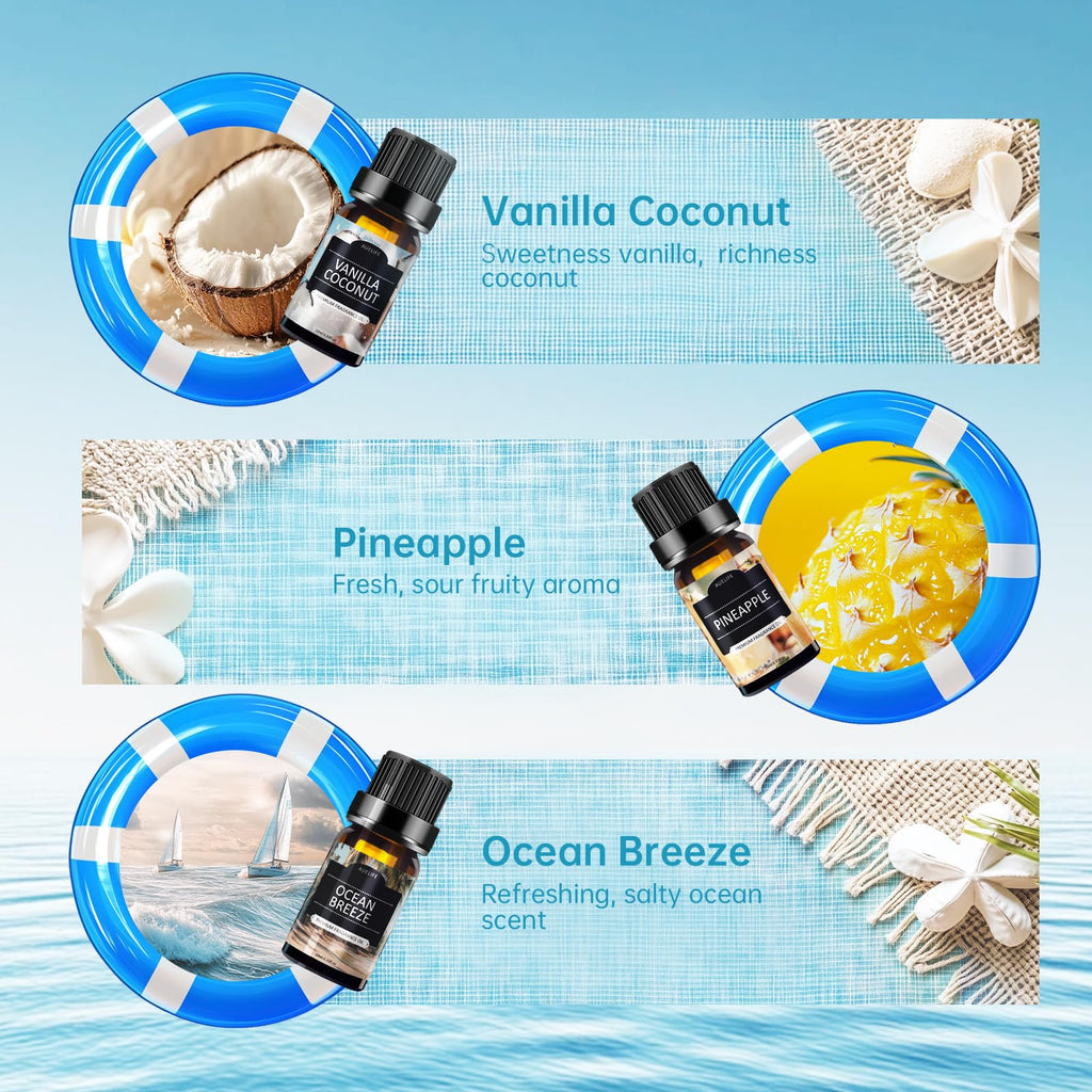 Summer Essential Oils Set — 6 Tropical Blends for Diffusers & Candles