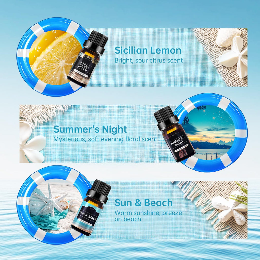 Summer Essential Oils Set — 6 Tropical Blends for Diffusers & Candles