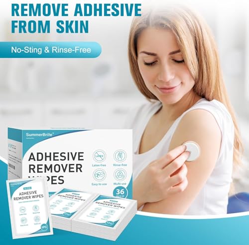 Summerbrite Adhesive Remover Wipes XL – No-Sting & Gentle for Skin, Ostomy & Dressings (36 Pack)