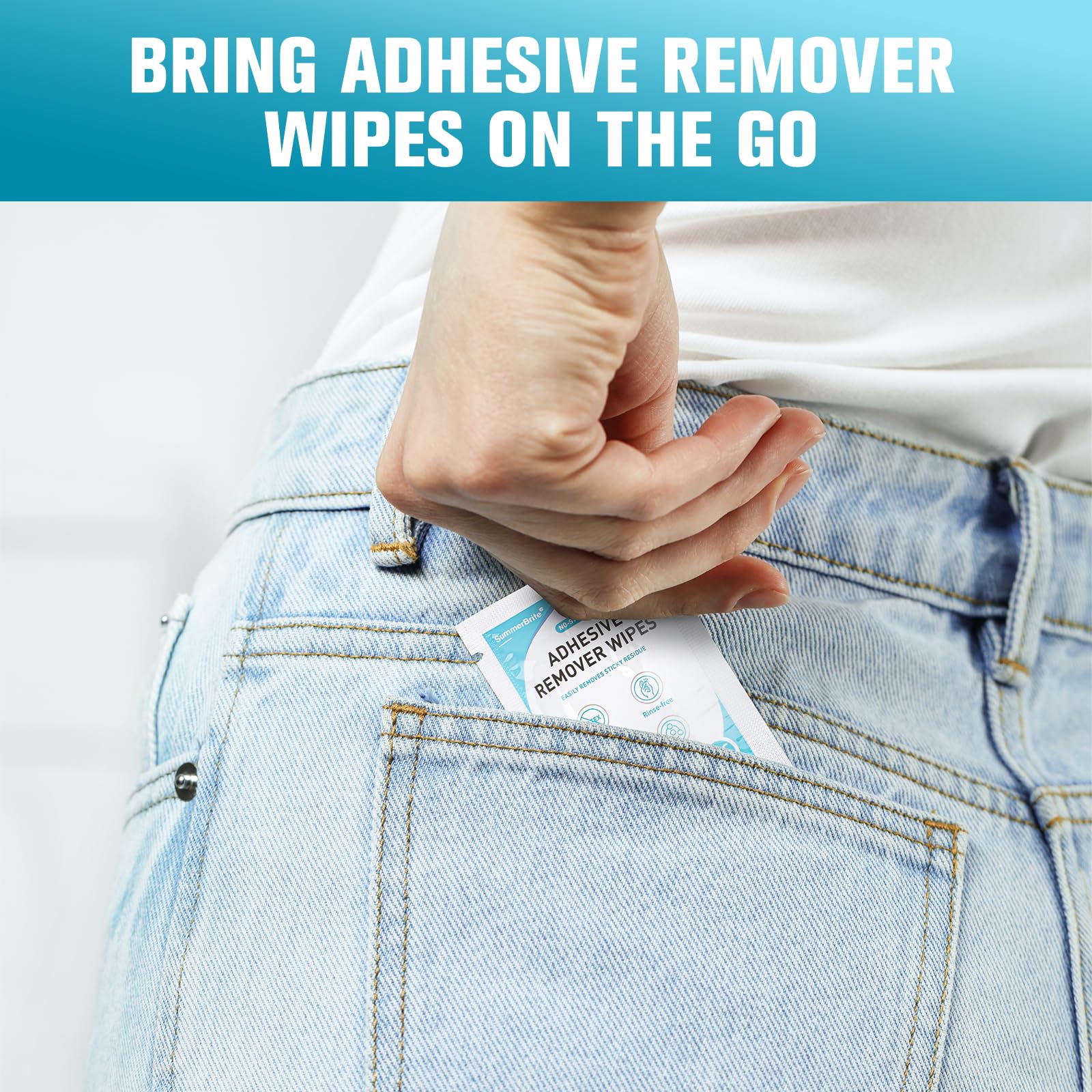 Summerbrite Adhesive Remover Wipes XL – No-Sting & Gentle for Skin, Ostomy & Dressings (36 Pack)