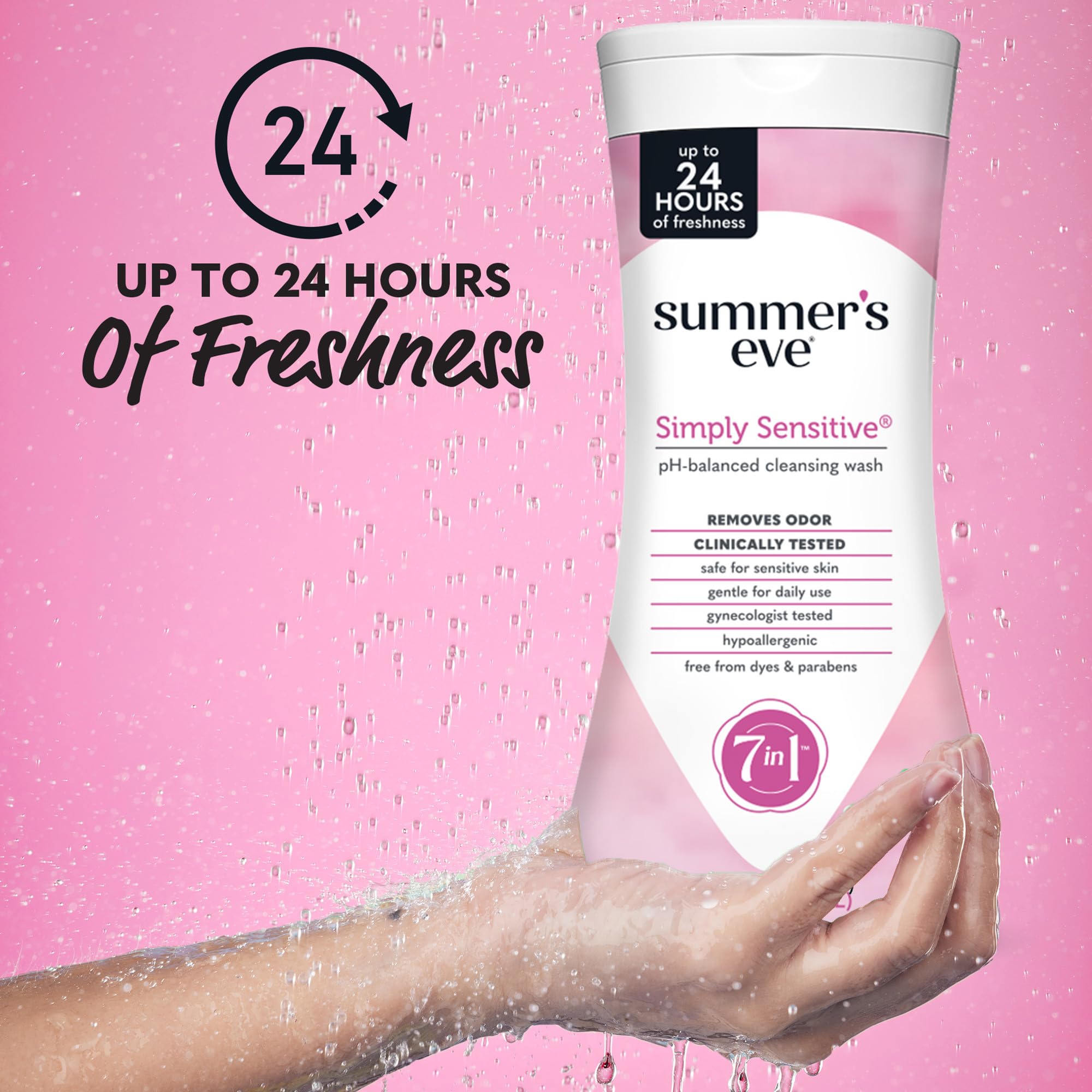 Summer's Eve Simply Sensitive Daily Gentle Wash – Gentle, pH-Balanced Body Wash for Women, Odor Control, 15 oz (Pack of 3)