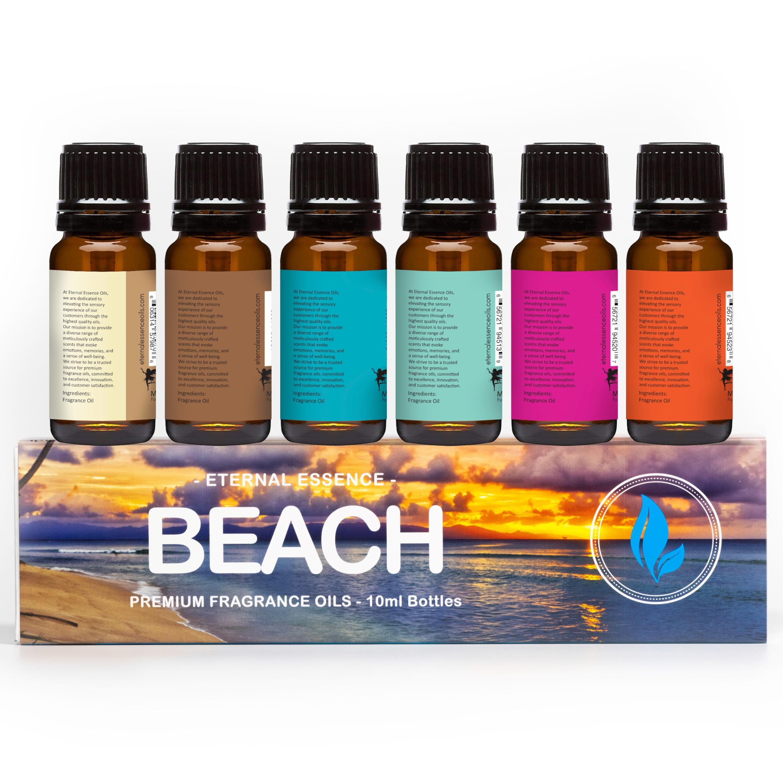 Beach Set of 6 Premium Fragrance Oils – Eternal Essence Oils (10ml each)