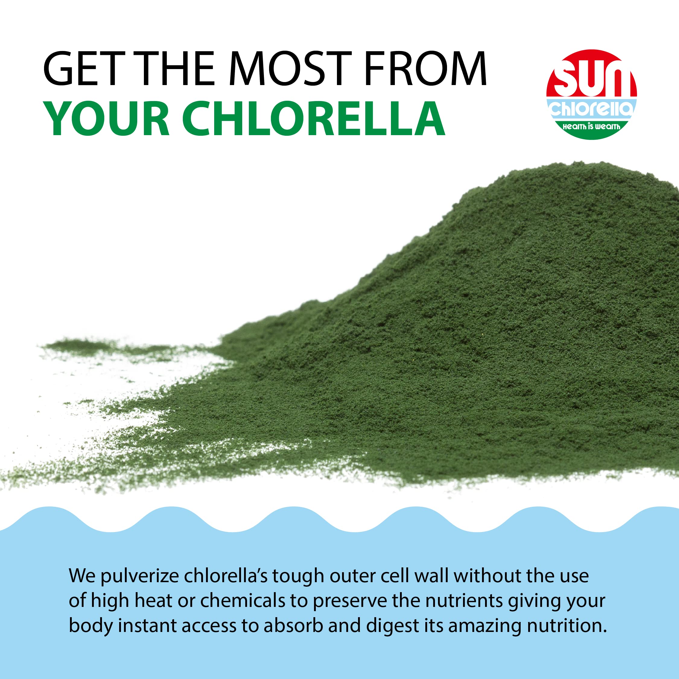 Sun Chlorella Powder Green Algae Superfood – Immune Support, Gut Health & Natural Energy | Non-GMO | 30 Packets
