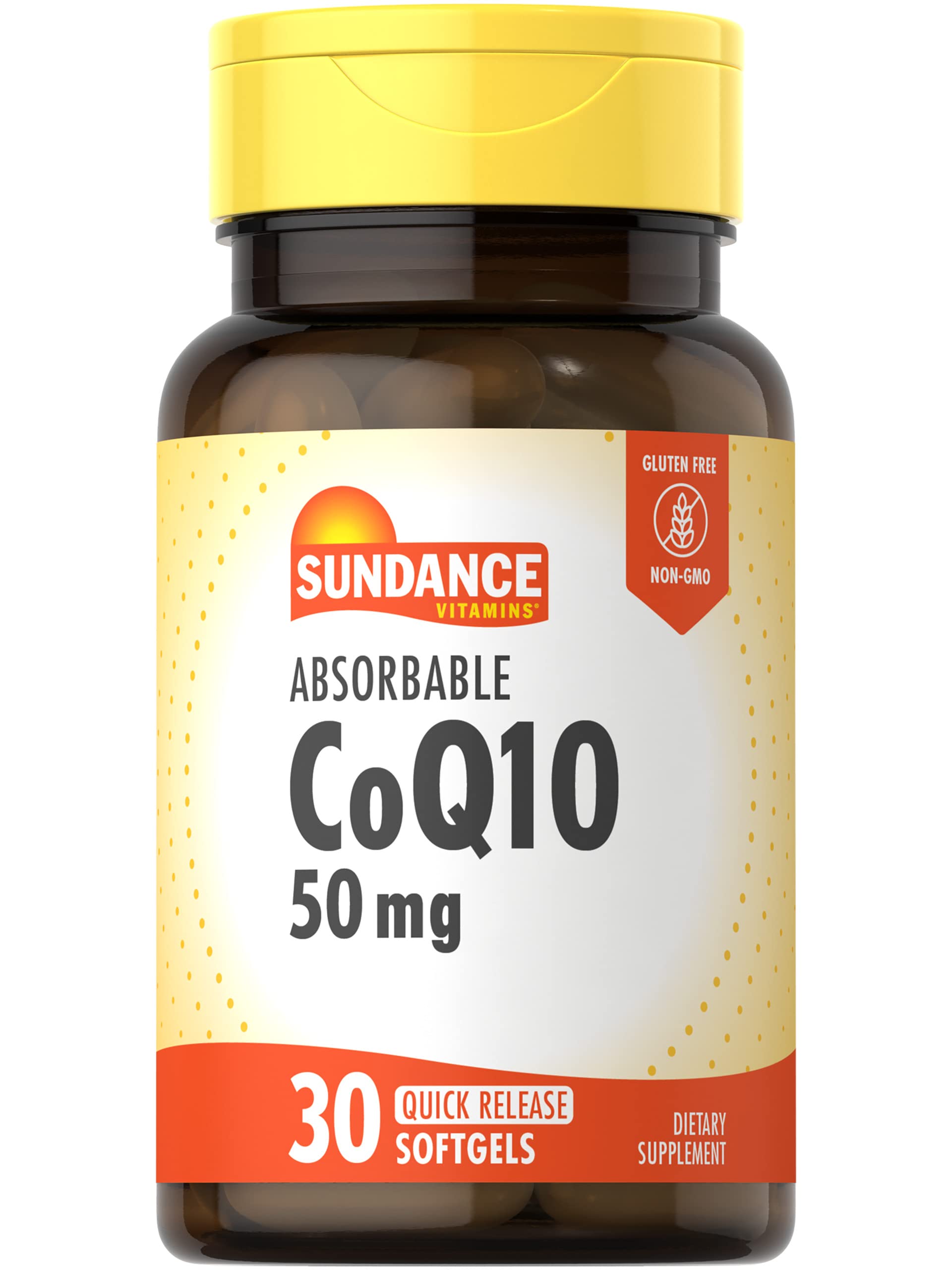 Sundance CoQ10 50mg – 30 Absorbable Softgels – Non-GMO & Gluten Free CoQ10 Supplement