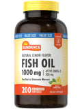 Sundance Fish Oil Softgels 1000mg with Active Omega-3 – Lemon Flavor, 200 Softgels, Non-GMO & Gluten Free