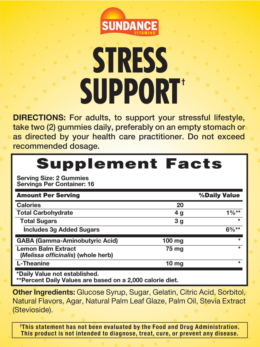 Sundance Stress Support Gummies – 32 Count with GABA & Lemon Balm