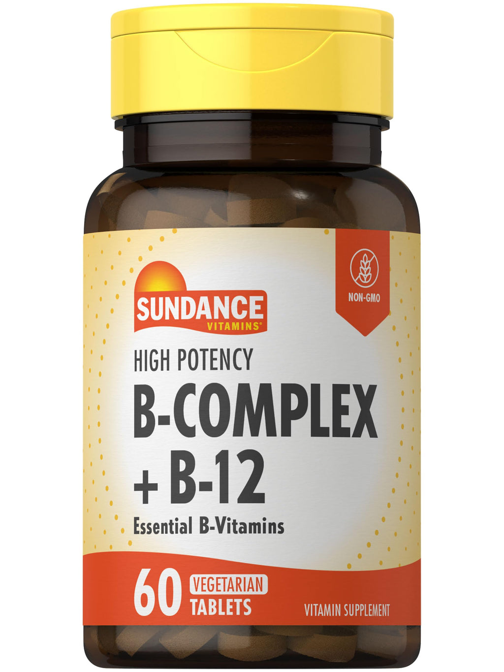 Sundance Vitamin B-Complex with B-12 – 60 Tablets | High Potency, Vegetarian, Non-GMO, Gluten Free