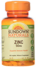 Sundown Zinc Gluconate 50 mg Caplets – 100 ct | Gluten-Free, Vegetarian