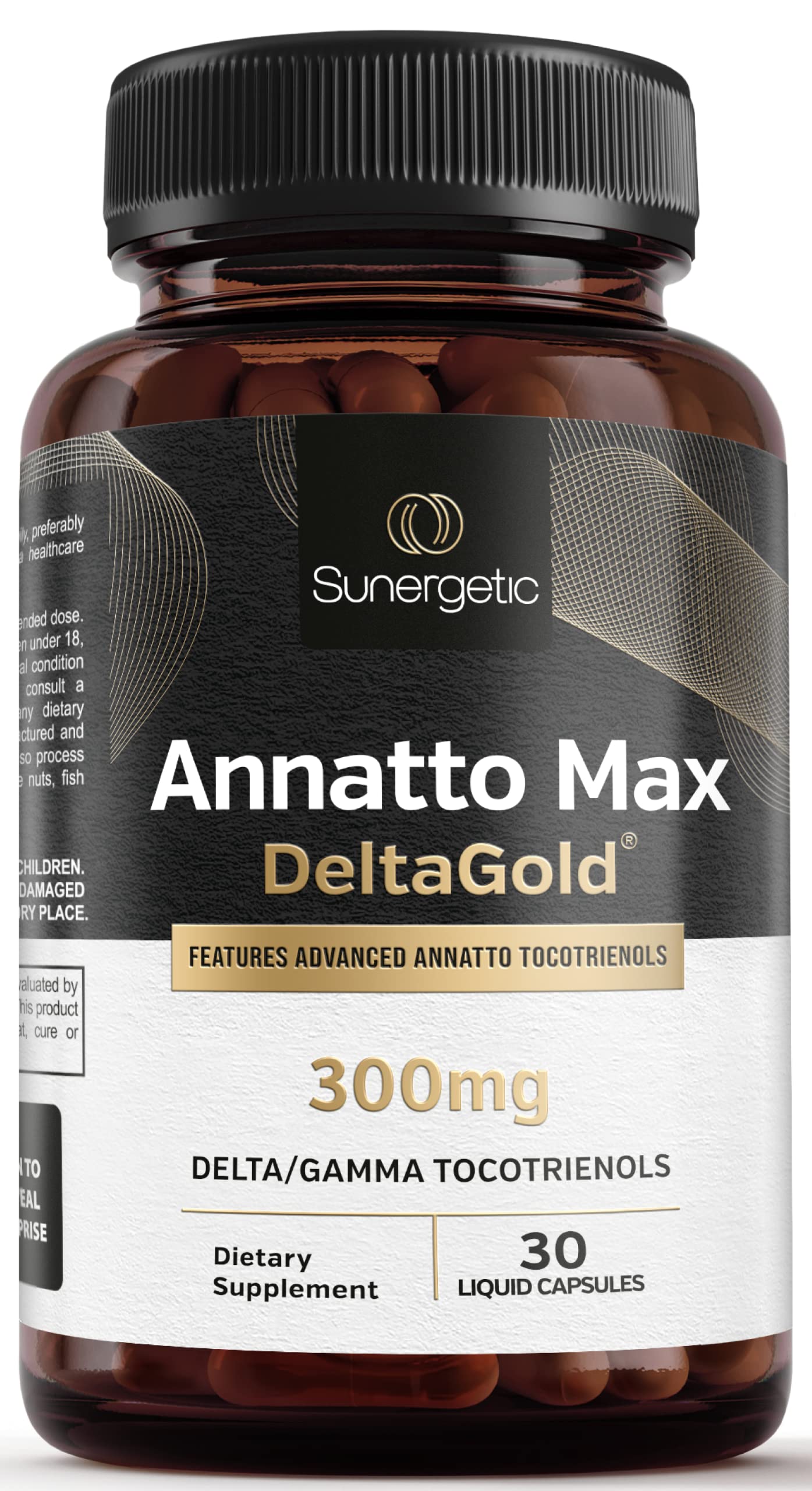 Sunergetic Annatto Tocotrienols 300mg with DeltaGold – Vitamin E for Liver, Heart & Immune Health