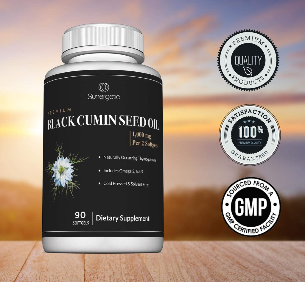 Sunergetic Black Cumin Seed Oil Softgels – 1,000mg per Serving | Pack of 2 (90 Softgels Each)