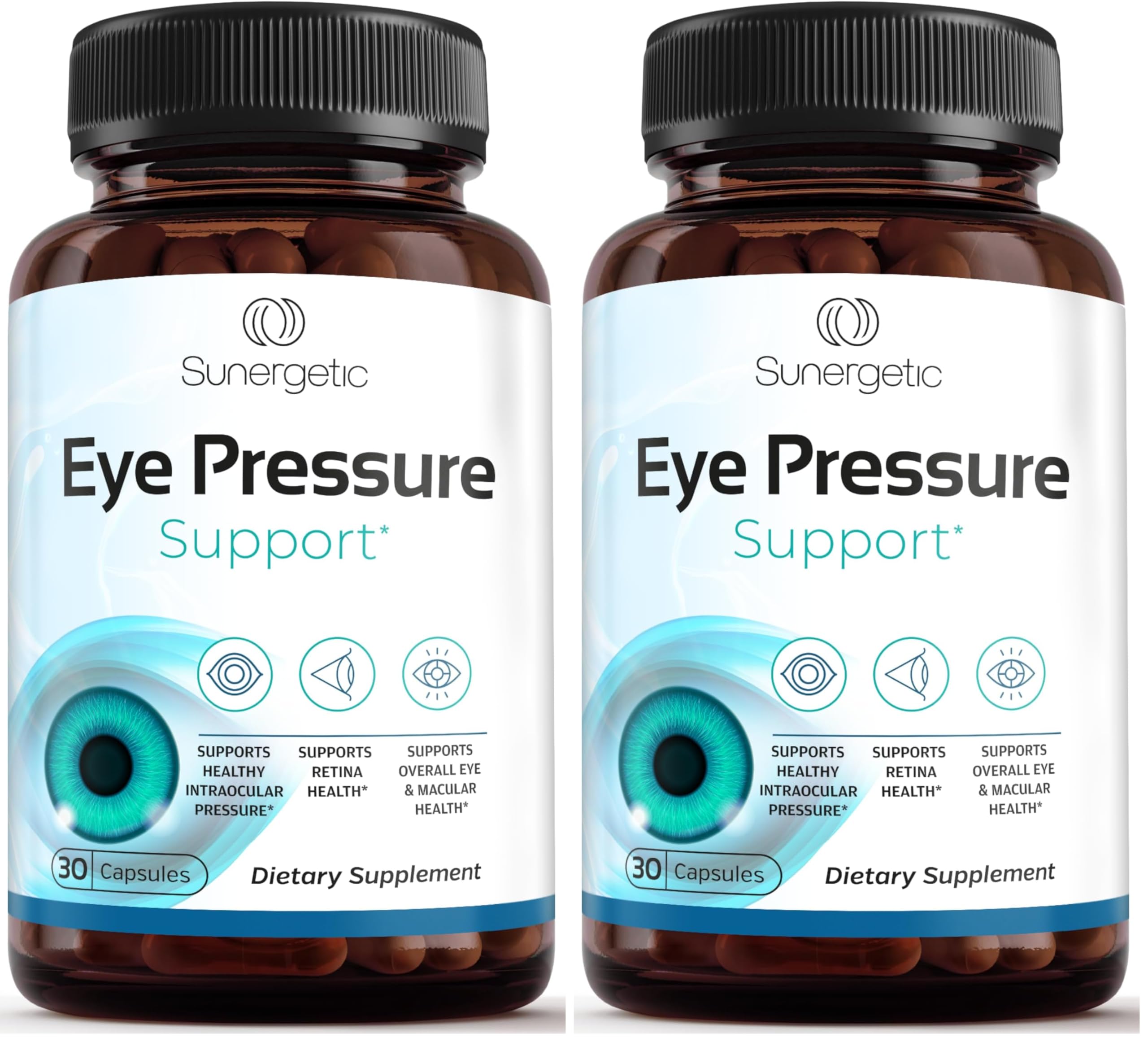 Sunergetic Premium Eye Pressure Support Supplement - Saffron, Lutein, Zeaxanthin, Bilberry & Pine Bark (2 x 30 capsules)