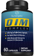 Sunergetic Premium DIM Supplement – 150mg DIM, Bioperine, Broccoli & Calcium D-Glucarate | 60 Capsules