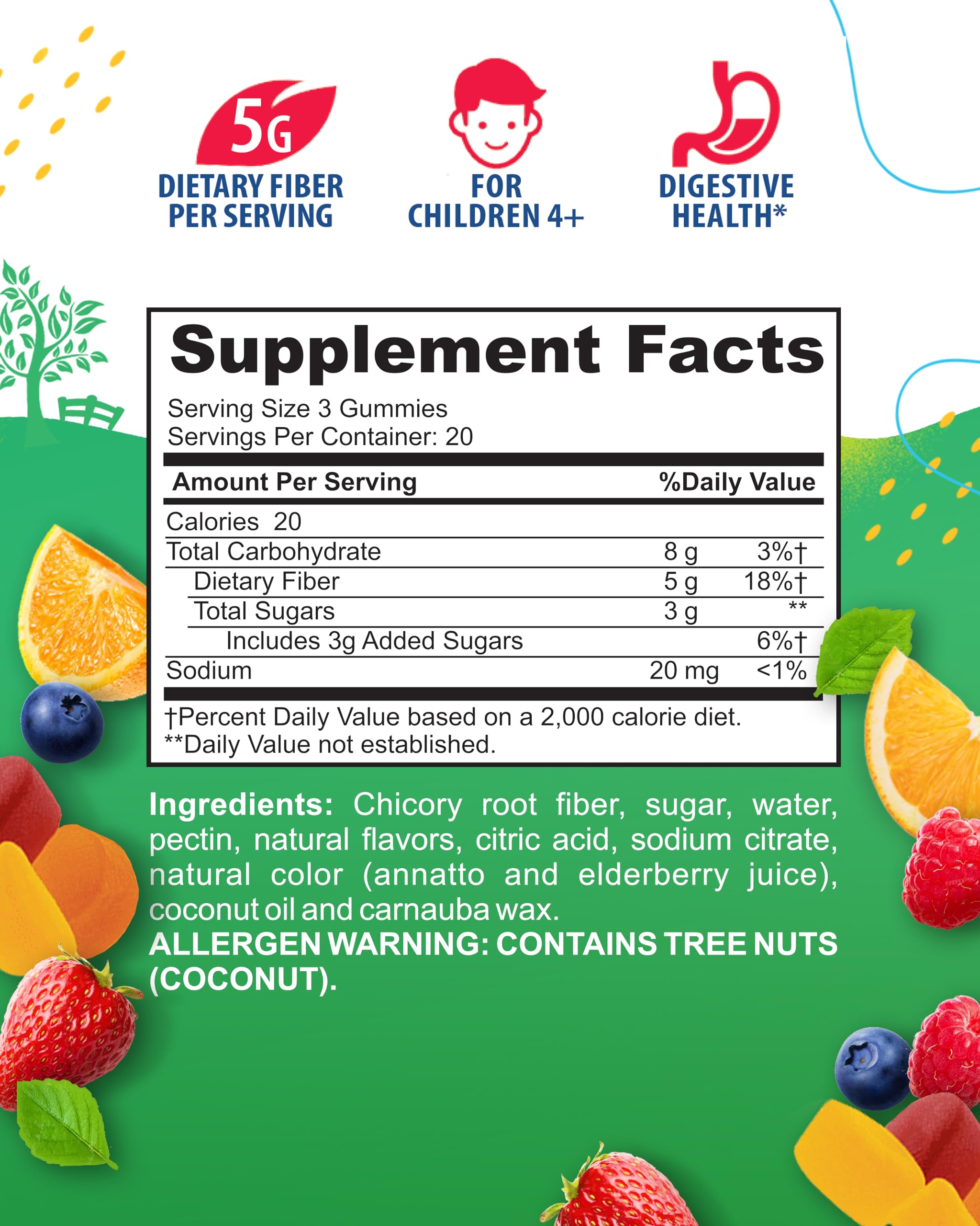 Sunny Sam Fiber Gummies for Kids & Adults | Fiber Chewables for Digestive Support and Immunity