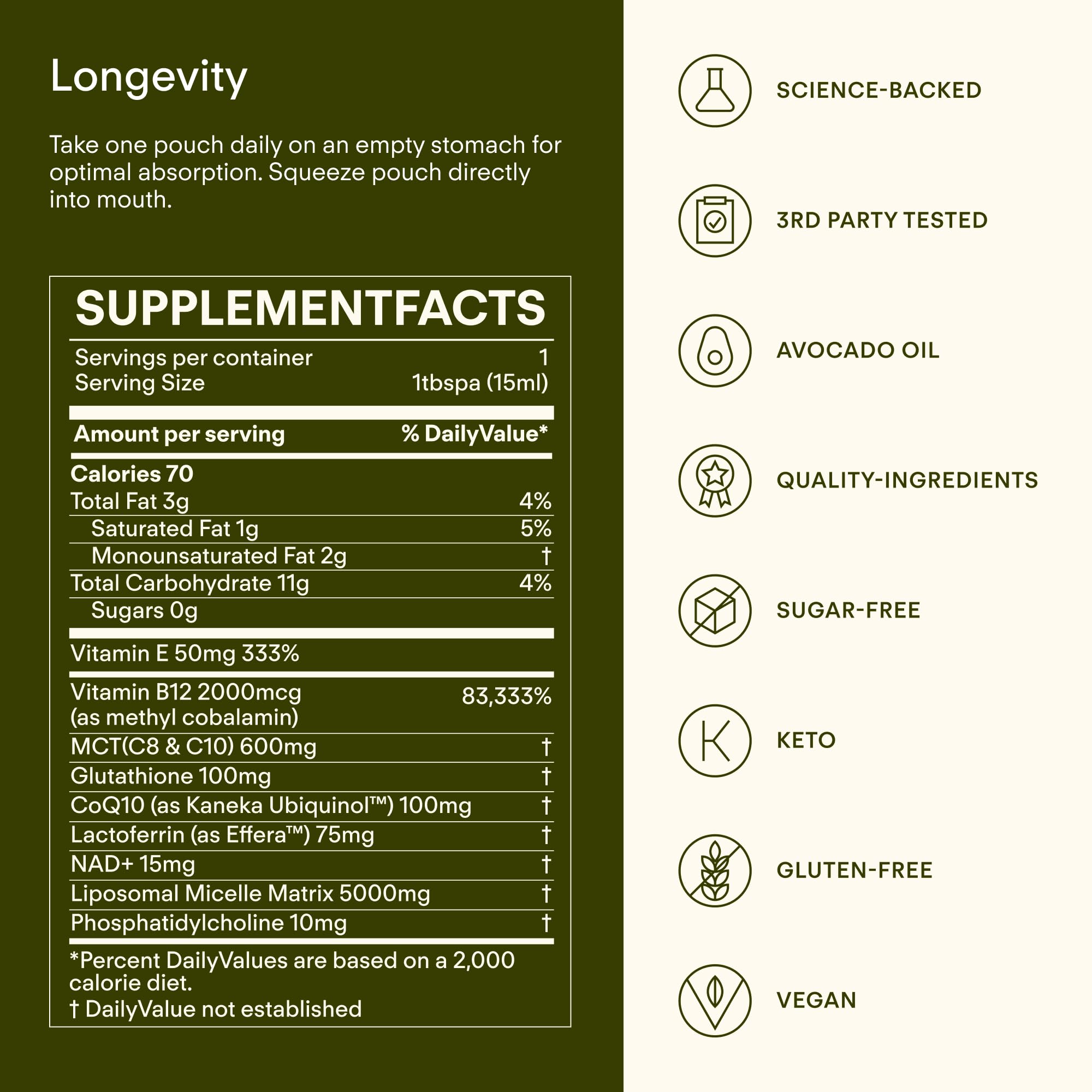 Sunny Within Longevity – Bioavailable NAD+, Glutathione & CoQ10 Liquid for Cellular Health (30 Pouches)