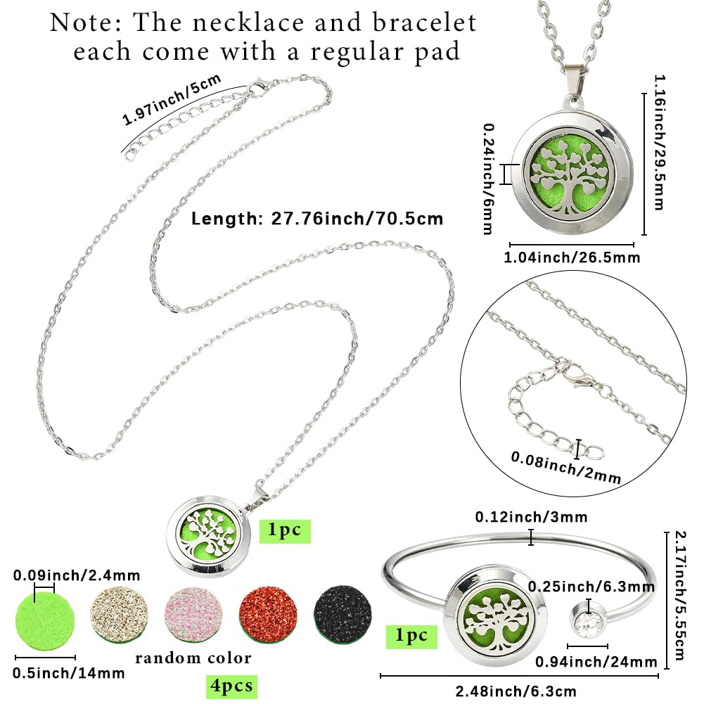 SUNNYCLUE Essential Oil Diffuser Bracelet & Necklace Set | Aromatherapy Jewelry