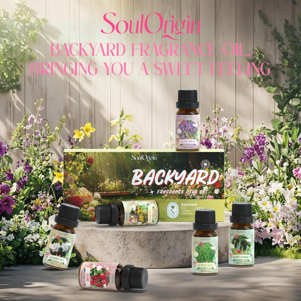 Soulorigin Backyard Fragrance Oils Set - Floral Diffuser Oils Gift (Gardenia, Rose, Lavender)