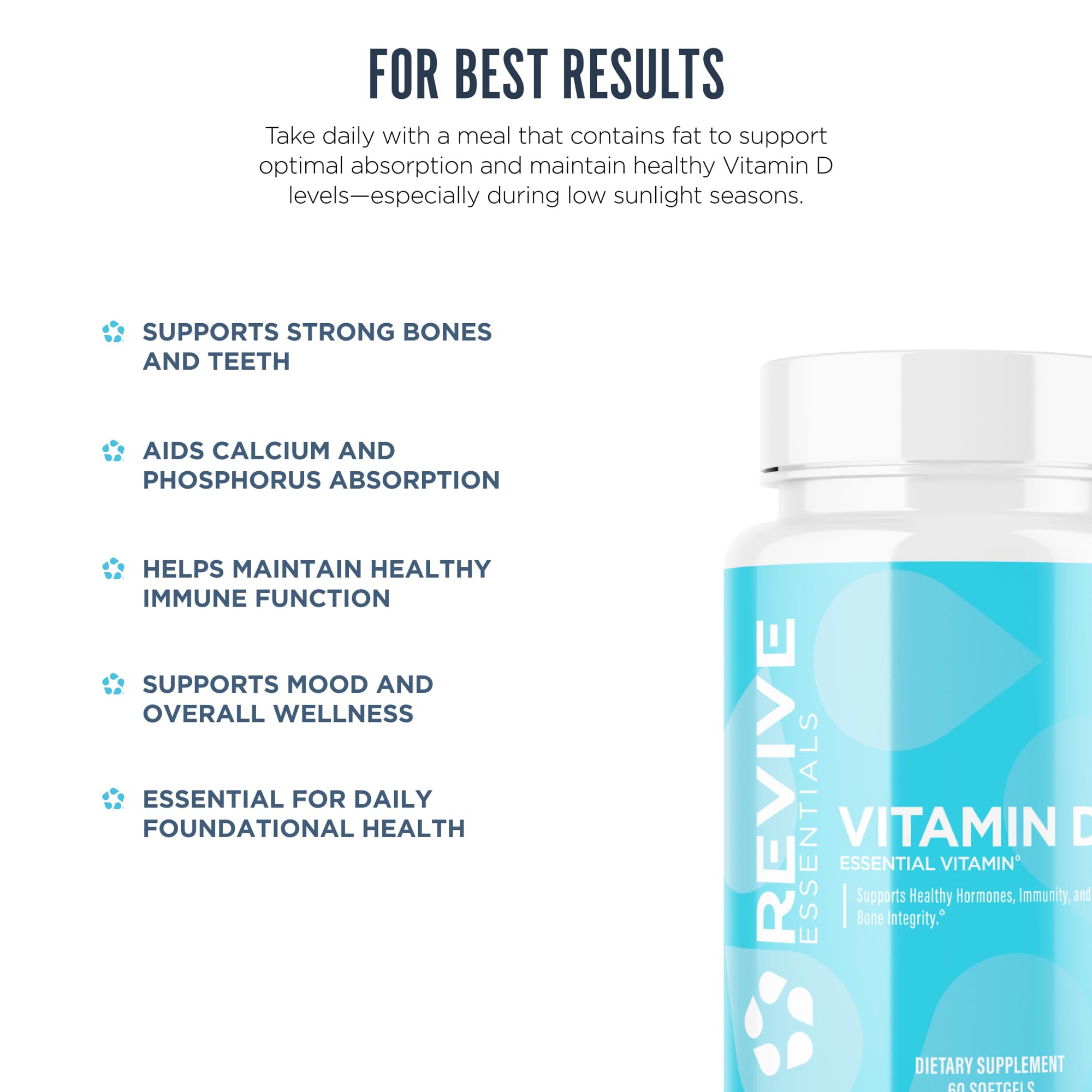 Revive MD Vitamin D3 5000 IU – Immune & Bone Health (60 Softgels)