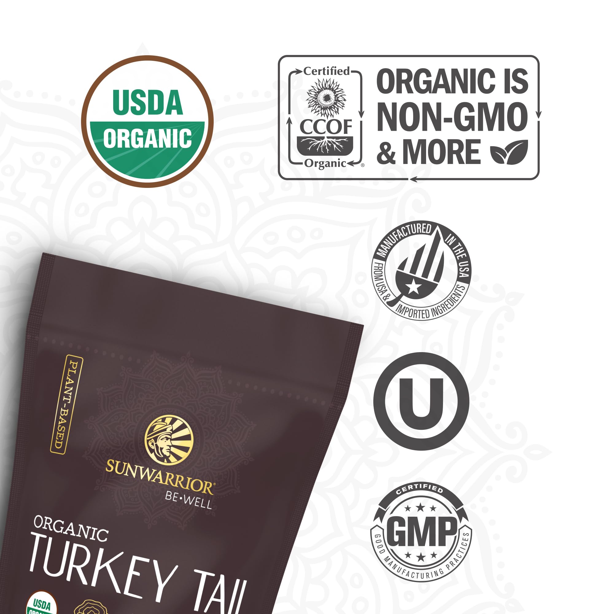 Sunwarrior Organic Turkey Tail Mushroom Powder | Immune Support & Gut Health | 100g Pouch