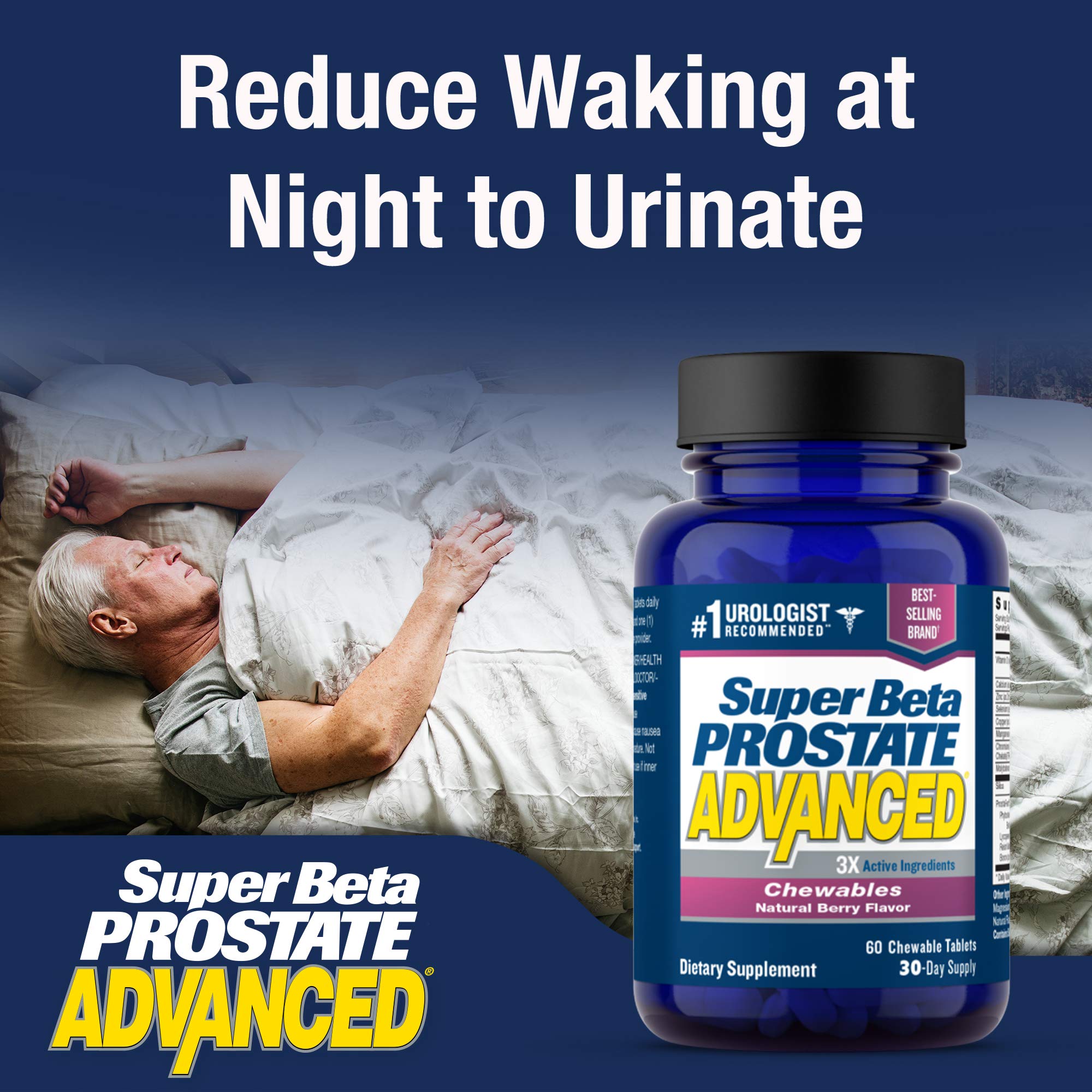 SUPER BETA PROSTATE Advanced Chewables – Prostate Support for Men's Health (60 Chews, 1 Bottle)
