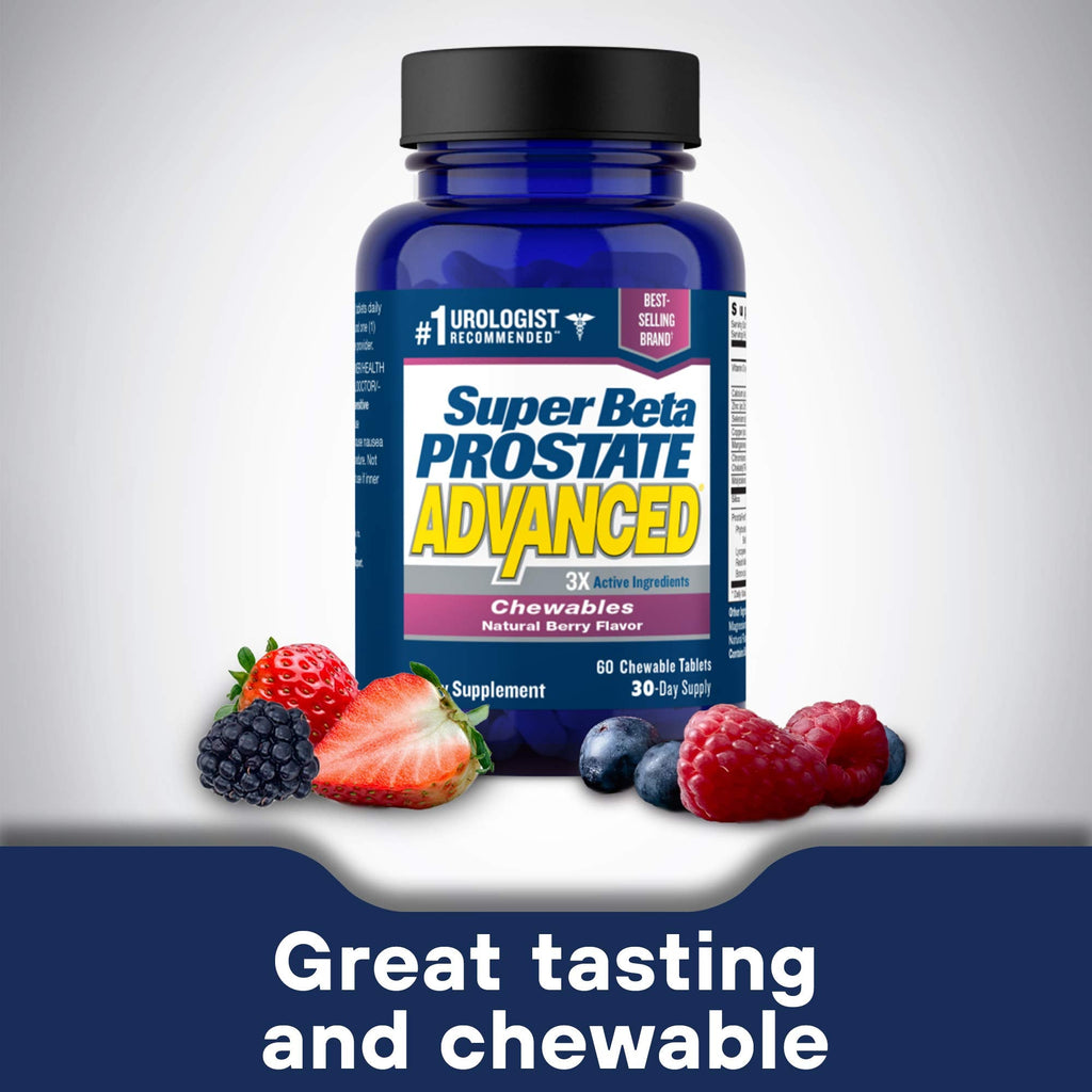 SUPER BETA PROSTATE Advanced Chewables – Prostate Support for Men's Health (60 Chews, 1 Bottle)