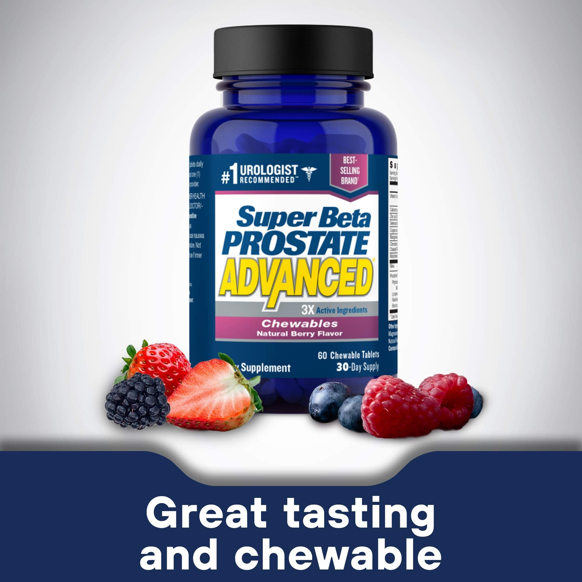 SUPER BETA PROSTATE Advanced Chewables – Prostate Support for Men's Health (60 Chews, 1 Bottle)