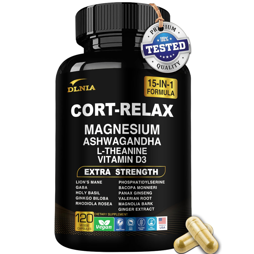 Super Calm Cortisol Support with Magnesium Bisglycinate | Ashwagandha KSM-66, L-Theanine | 120 Count