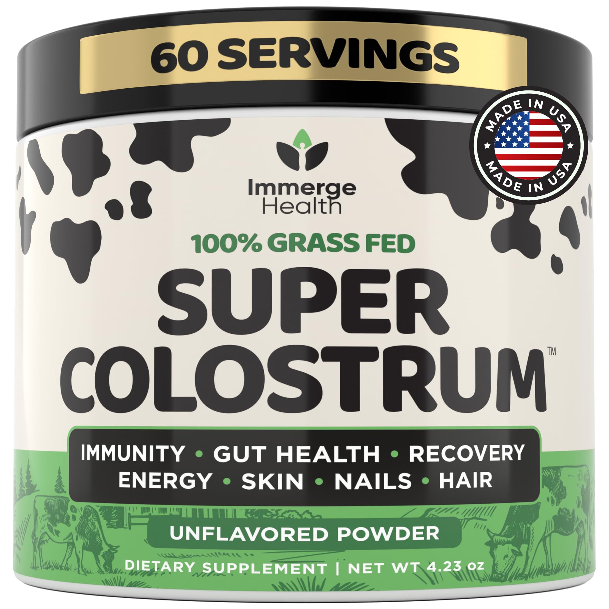 ImmergeHealth Super Colostrum Powder – Grass-Fed, 50% IgG for Gut & Vitality