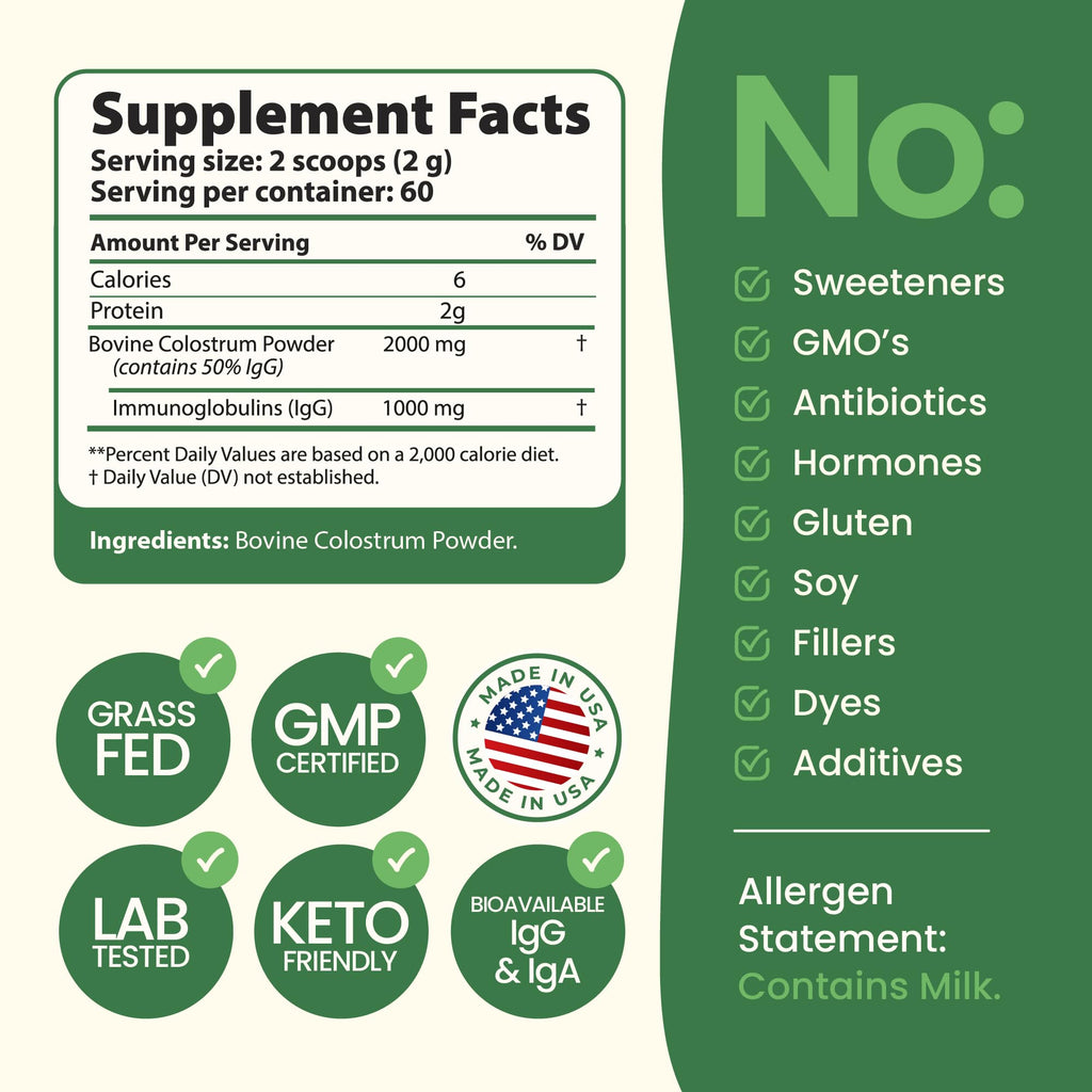 ImmergeHealth Super Colostrum Powder – Grass-Fed, 50% IgG for Gut & Vitality