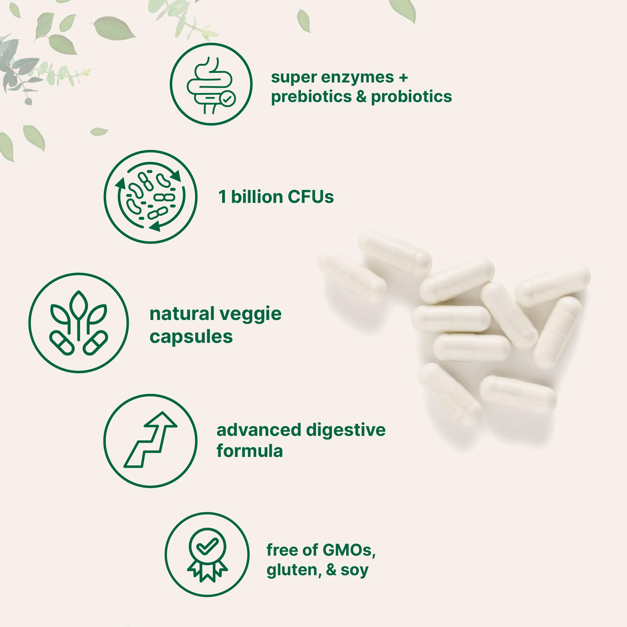 Super Enzymes with Prebiotics & Probiotics - 240 Veggie Capsules