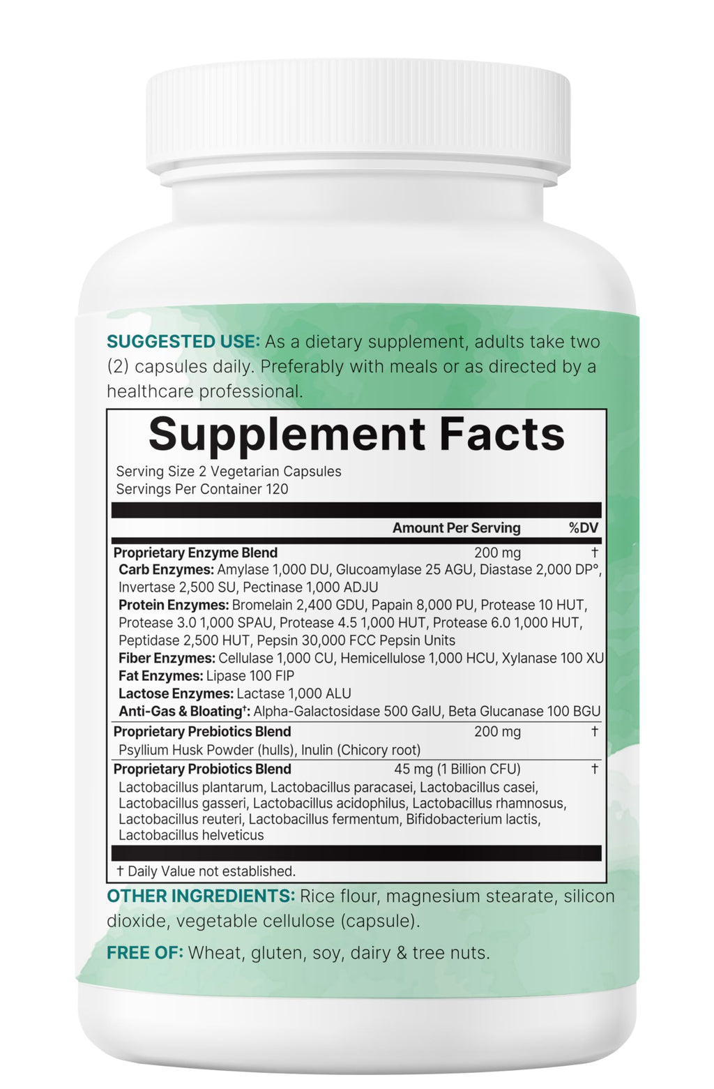 Super Enzymes with Prebiotics & Probiotics - 240 Veggie Capsules