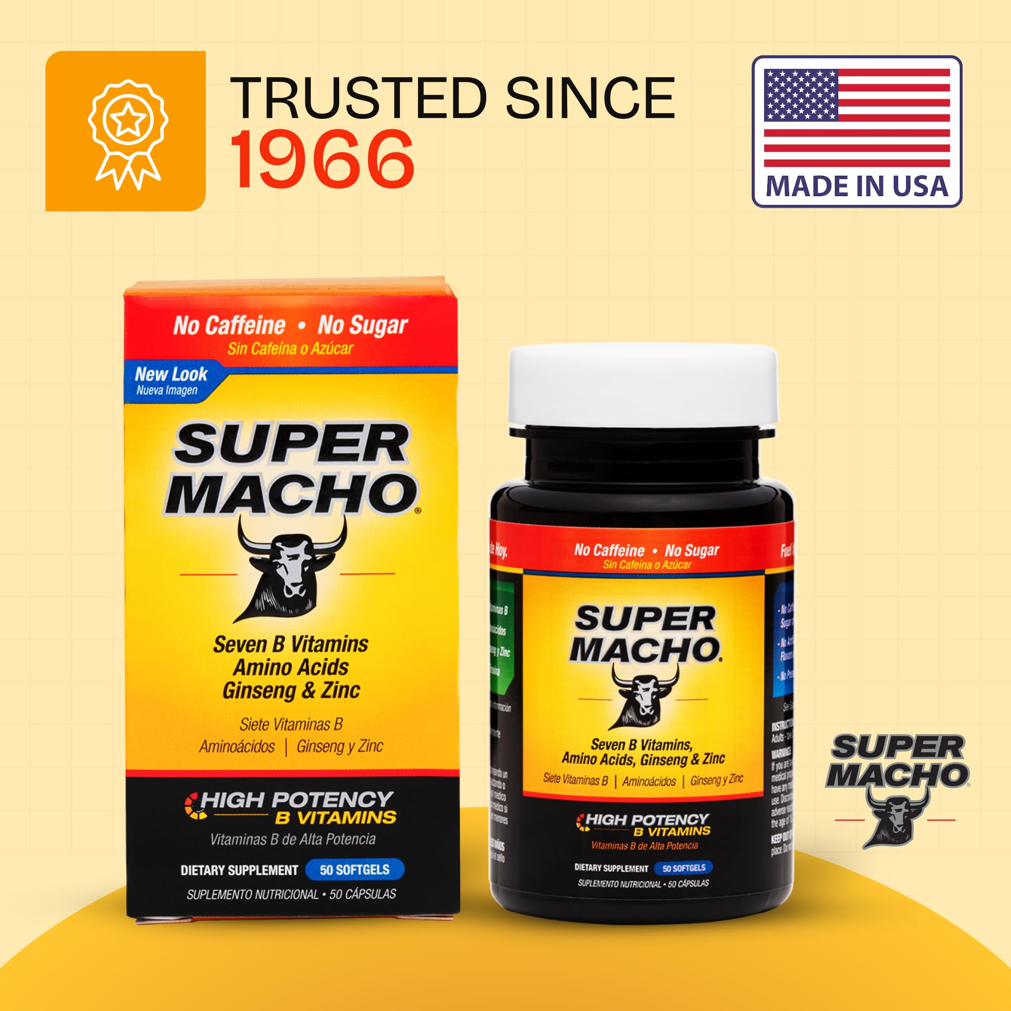 Super Macho: High-Potency B Vitamins & Amino Acids for Active Men