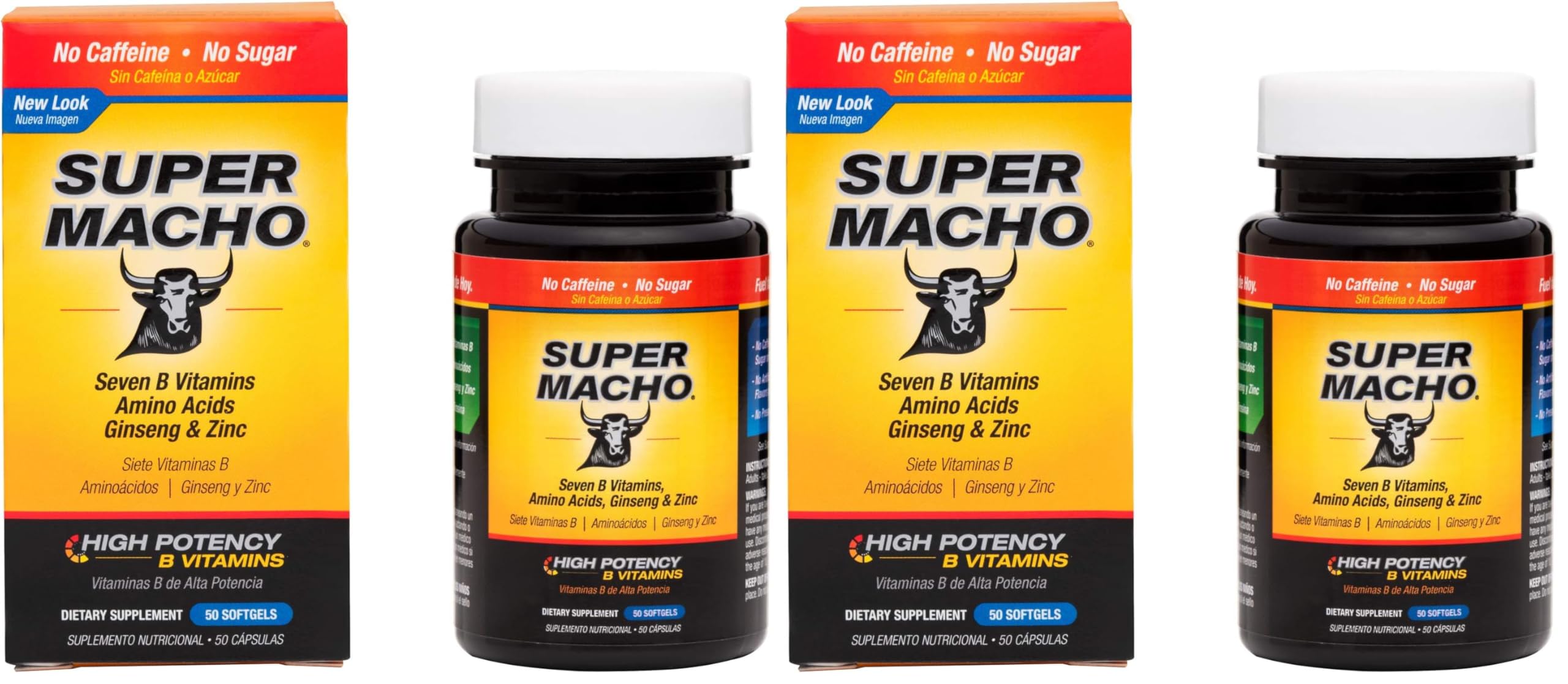 Super Macho Dietary Supplement – High Potency Zinc & 7 B Vitamins, Made in USA, 50 Softgels (2 Pack)
