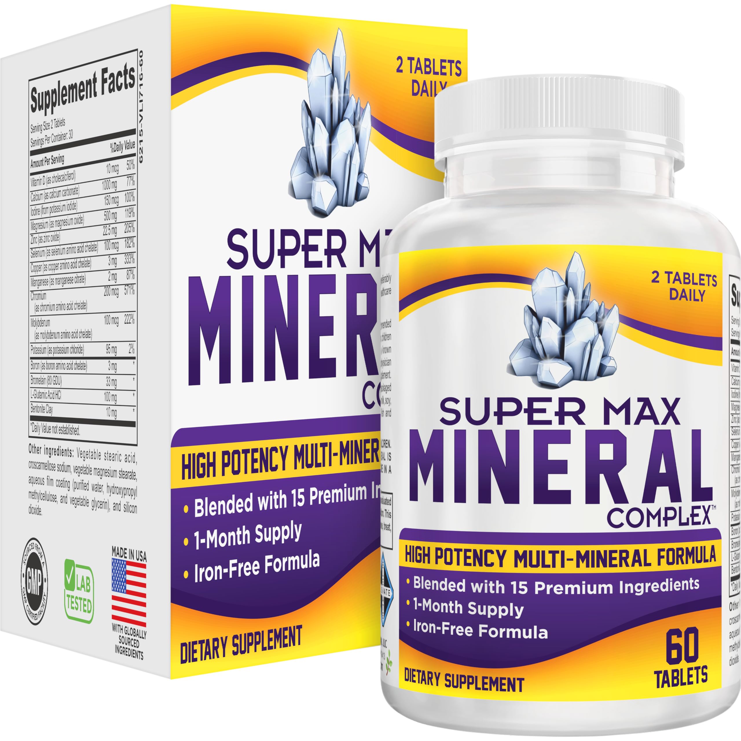 Super-MAX Multimineral (Iron Free) – 60 Tablets | All-in-1 Mineral Complex