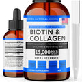 Biotin & Collagen Vitamins for Hair, Skin, Nails – Made in USA | Non-GMO & Cruelty Free (4 oz, 15,000 mcg)