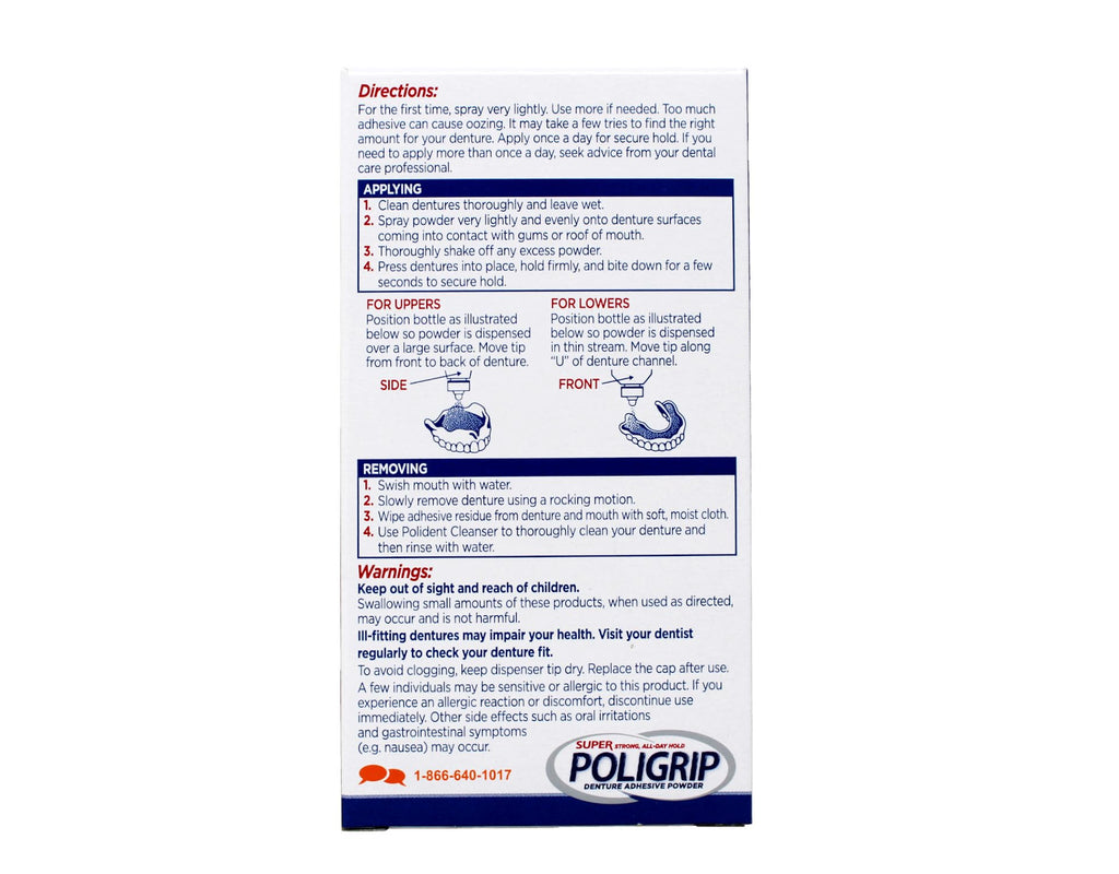 Super Poligrip Denture Adhesive Powder 1.6 oz Pack of 4 | Extra Strength Hold