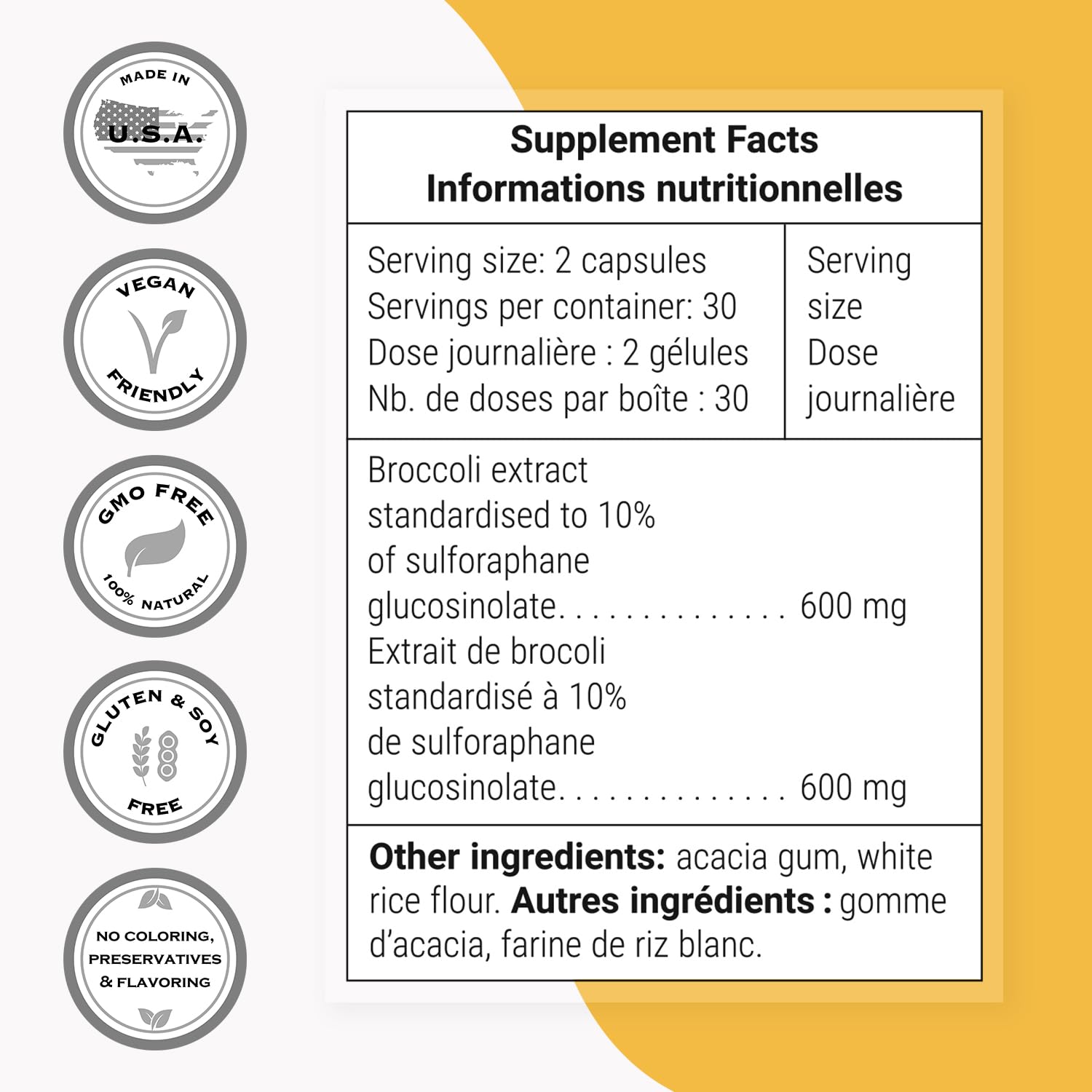 SuperSmart Broccoli Sulforaphane 600mg | 10% SGS with Myrosinase | Non-GMO & Gluten Free | 60 Veg Capsules