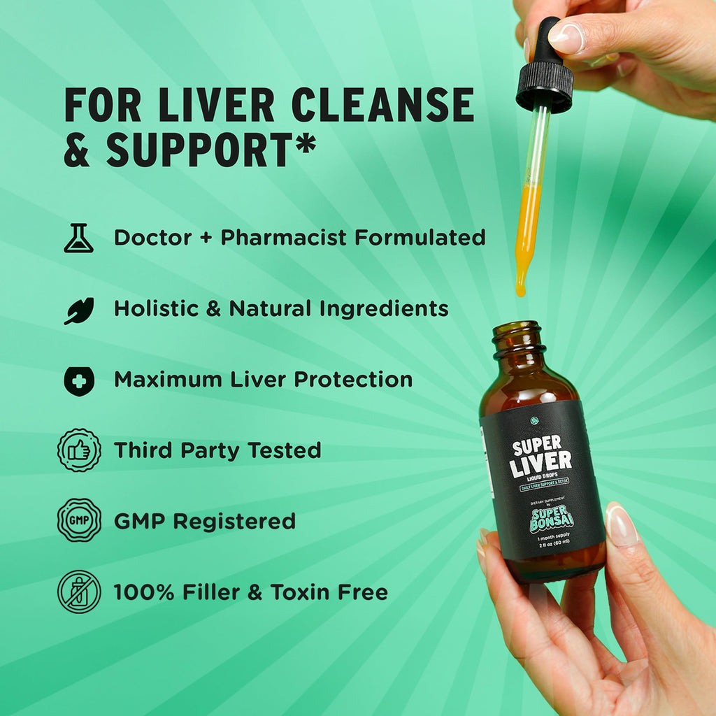 SuperBonsai Super Liver Support with Milk Thistle – All-Natural Liquid Liver Health Supplement (3-Pack)