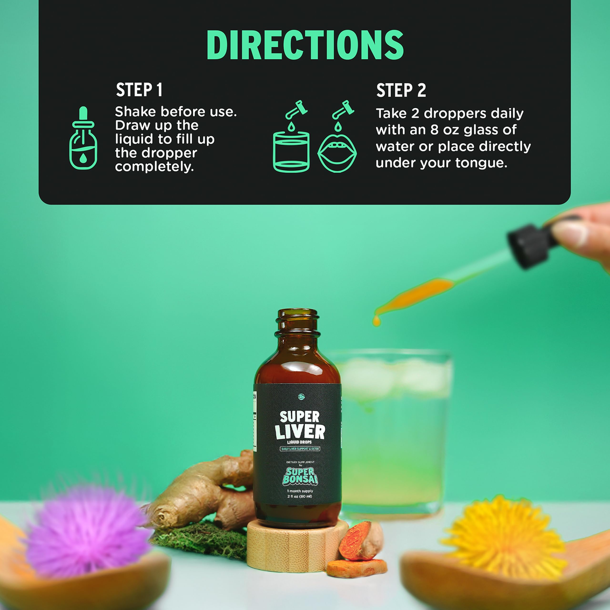 SuperBonsai Super Liver Support with Milk Thistle – All-Natural Liquid Liver Health Supplement (3-Pack)