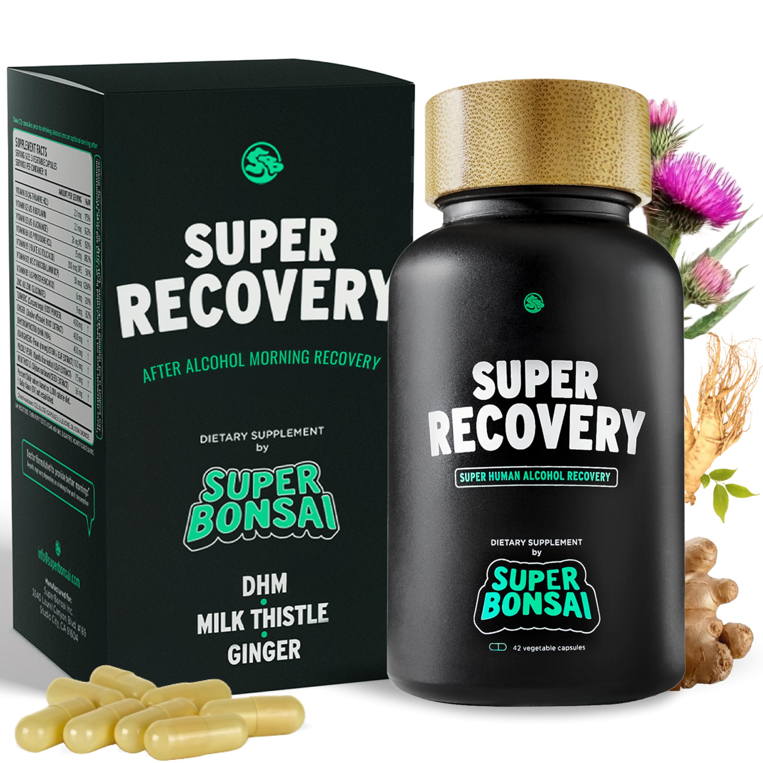 SuperBonsai Super Recovery Capsules – All-Natural Post-Celebration & Morning Relief (14 Servings)