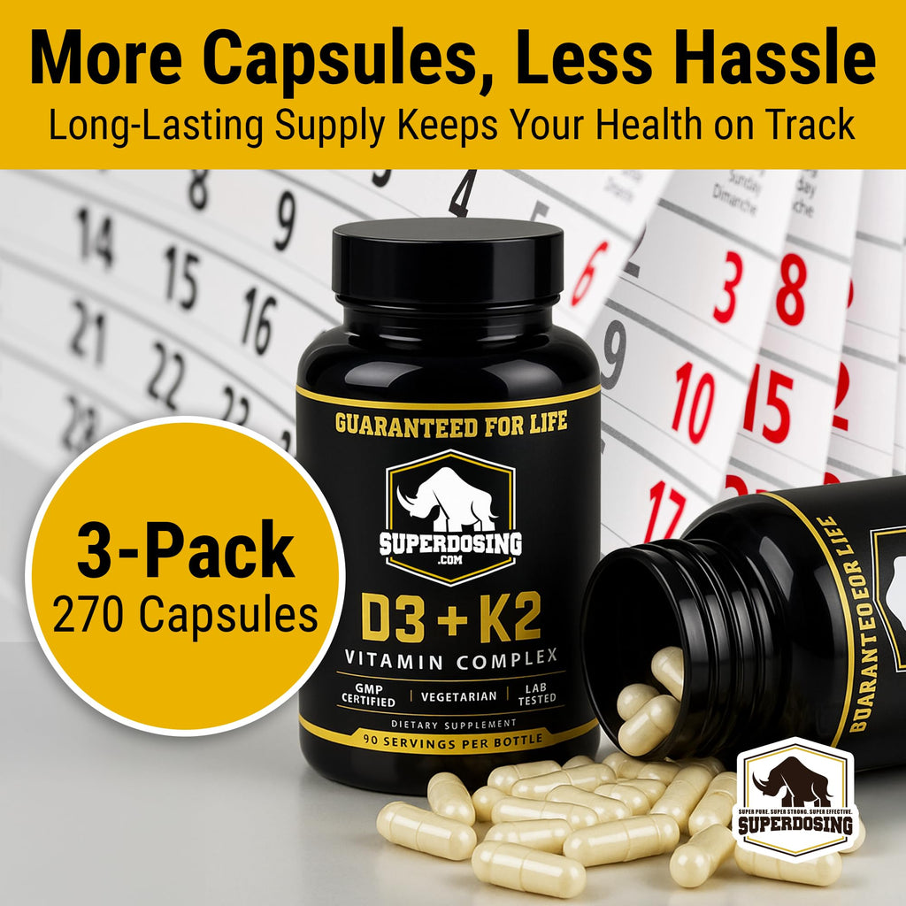 SuperDosing D3K2 10,000 IU + 1,500 mcg MK-4 | 3 Bottle Pack