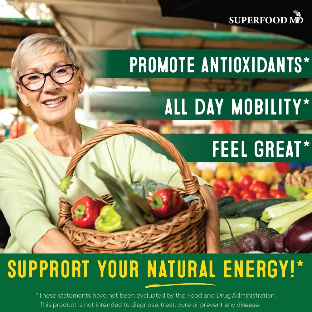 Superfood MD Fruit & Veggie Supplement – 360 Total Capsules (180 Per Bottle) Beta-Carotene, Soy Free – 2-Pack