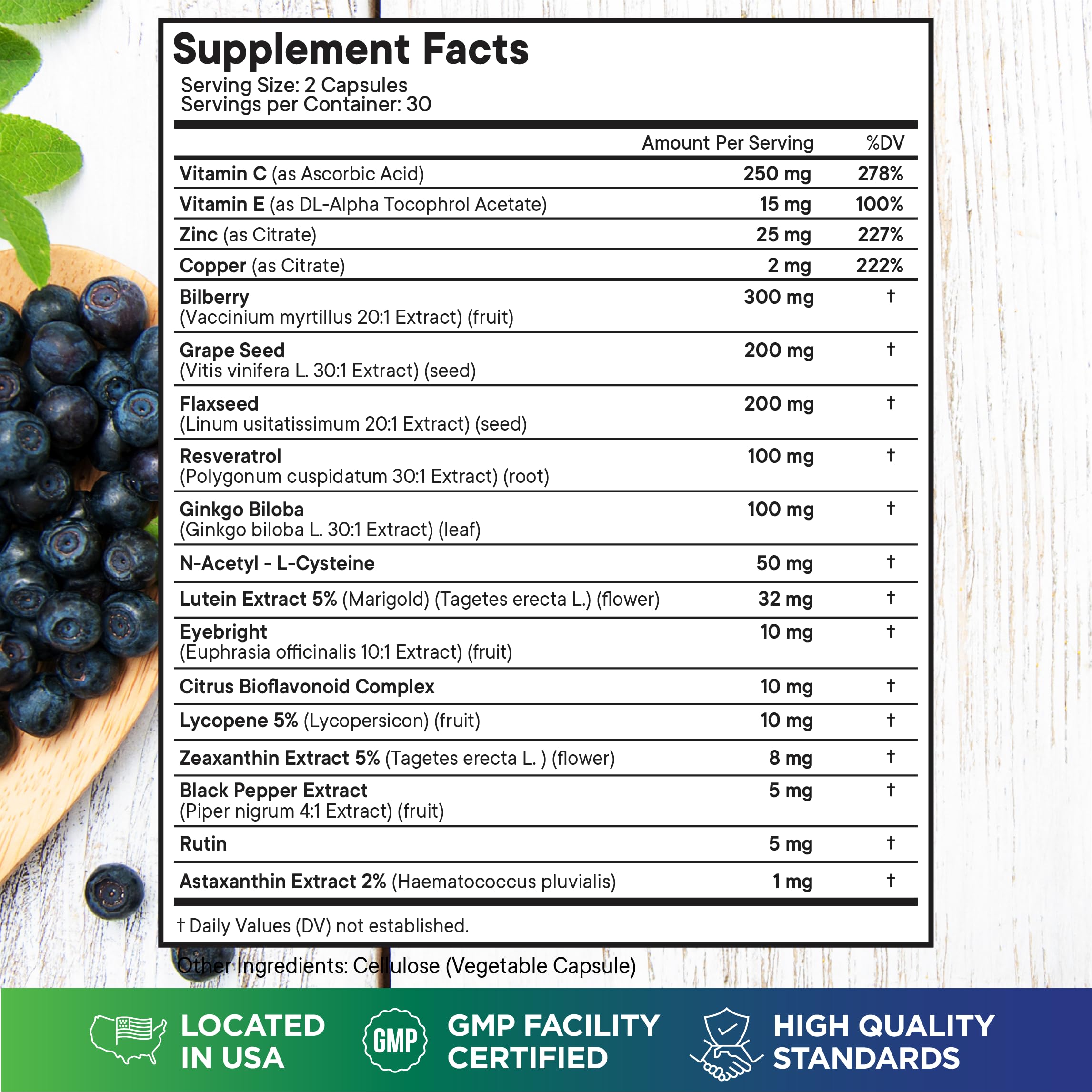Superfood MD Eye Health Vitamins AREDS2 Bilberry Lutein Zeaxanthin - 180 Capsules